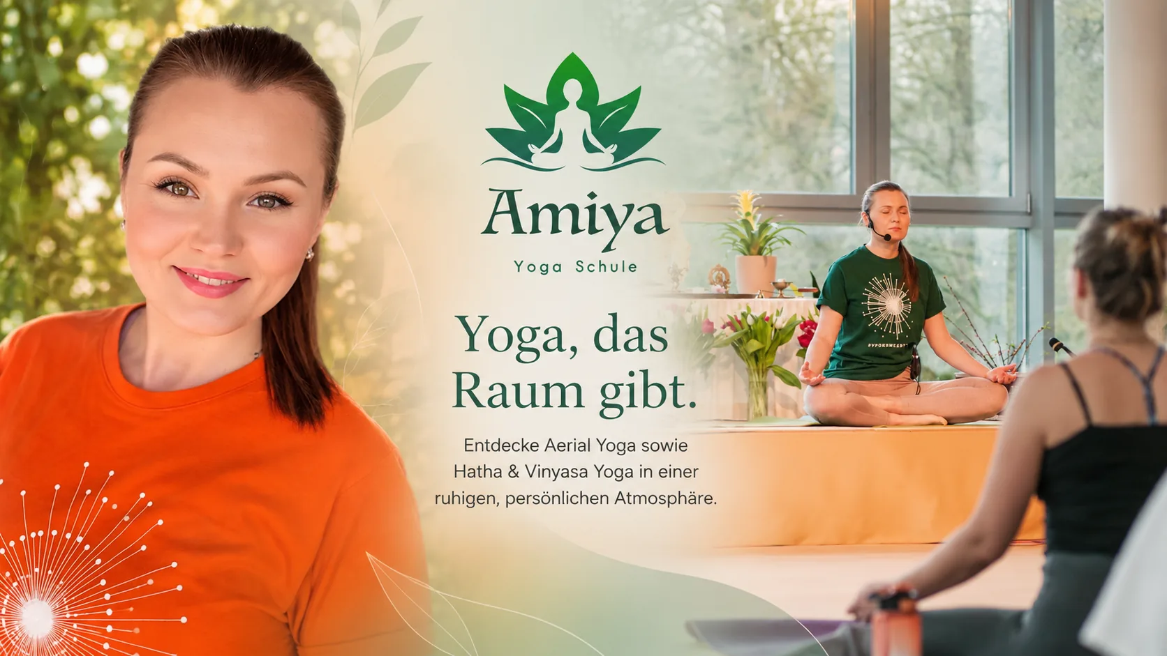 Amiya Yoga Schule – Yoga, das Raum gibt. Entdecke Aerial Yoga sowie Hatha & Vinyasa Yoga in einer ruhigen, persönlichen Atmosphäre.